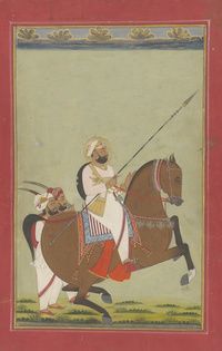 Equestrian portrait of Dev Nath, guru and adviser of Maharajah Man Singh of Jodhpur