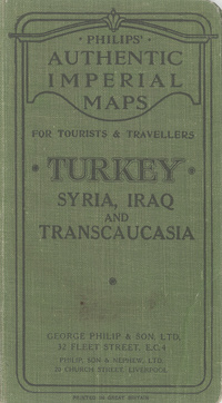 Proposed trans-desert railway, Haifa-Baghdad: Turkey, Syria and Iraq (Mesopotamia) with TranscaucasiaPhilips' authentic imperial maps for tourists and travellers