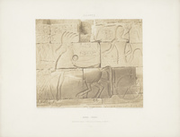 Egypte. Karnak (Thébes) Enceinte du Palais - détails de sculptures au point NEgypt. Karnak (Thebes) Precinct of the Palace - detail view of the bas-reliefs seen from point 