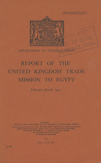 Report of the United Kingdom trade mission to Egypt: February-March 1931