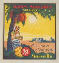 Dattes Muscades Surchoix: Molinari & Vautrin. MarseilleTop Quality Muscat Dates: Molinari & Vautrin. Marseille