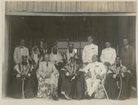 A Conference Between Arab Shaikhs [sic] and British Officials At Some Places, Unknown, In The Persian Gulf. Typical Shaikhs of Araby
