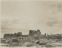 Ancient Portugese Fort, Hornuz [sic] Island, Persian Gulf. Note Village in Foreground