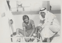 الأخ حسن محمد علي الراشد و سيف الحجري قبل المباراة، ١٩٧٣Brother Hassan Muhammad Ali al-Rashid and Saif al-Hajri before a match, 1973