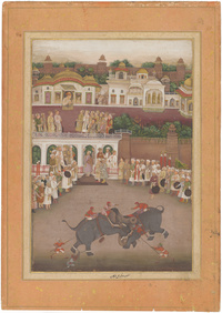Jahangir Watching an Elephant Fight